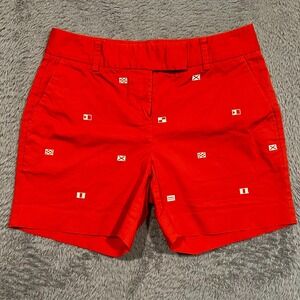 Nautica Chino Shorts Orangish Red All Over Print Boating Beach Women's 0 27x5